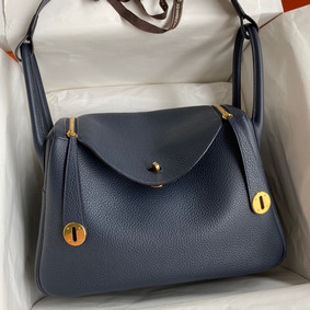 Fake Hermes Lindy 30 Handmade Bag In Blue Nuit Clemence Leather HMSJX5LJVM2