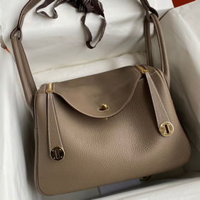 Hermes Lindy 30 Handmade Bag In Taupe Clemence Leather HMSBWP54ZXM