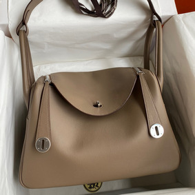Hermes Lindy 30 Handmade Bag In Taupe Swift Calfskin Top Replica HMS6ENCZOTQ