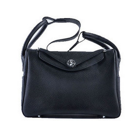 First-class Quality Hermes Lindy 30CM Grainy Leather Shoulder Bag H6207 Black HMS1R05CFQU