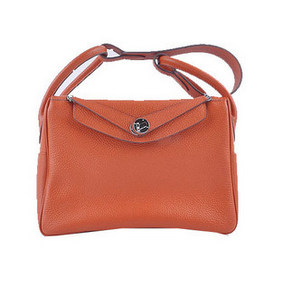 Hermes Lindy 30CM Grainy Leather Shoulder Bag H6207 Orange 1:1 Replica HMSD62851V2