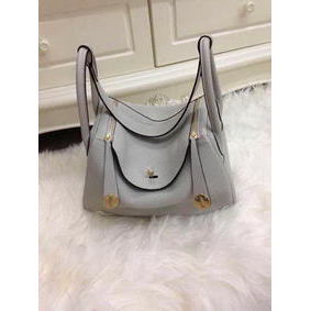 New Hermes Lindy 30CM Grey Leather Shoulder Bag HLD30 Gold HMS1R125AU2