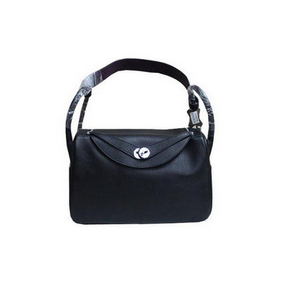 Hermes Lindy 34CM Shoulder Bag in Black Grainy Leather HMS9J2ZK7SS