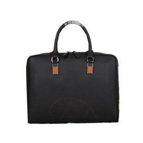 AAA Hermes Mens Briefcase Original Calf Leather H95271 Black HMSE4LKG2T8