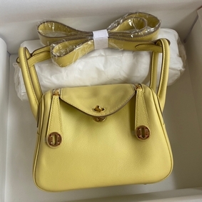 Hermes Mini Lindy Handmade Bag In Jaune Poussin Swift Leather Replica HMS3BEXANFM