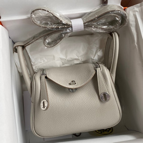 Hermes Mini Lindy Handmade Bag In Pearl Grey Clemence Leather Replica HMSMOEY83D8
