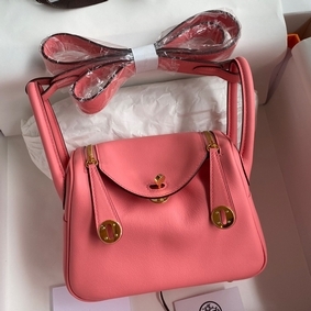 Hermes Mini Lindy Handmade Bag In Rose Lipstick Swift Leather 1:1 Replica HMS77J08907