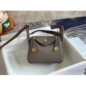 Fake Hermes mini Lindy Original Togo Leather Bag OLD19 dark grey HMS24KHEE8I