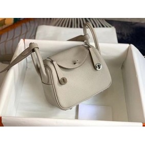 Knockoff Hermes mini Lindy Original Togo Leather Bag OLD19 light grey HMSZ4I70HK9