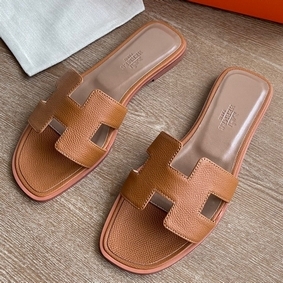 Fake Hermes Oran Slide Sandals In Gold Epsom Calfskin HMSH5J2V8ZN