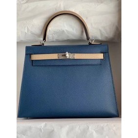 Hermes Original Epsom Leather KEL2578 blue&grey Top Replica HMS1YRVHN9G