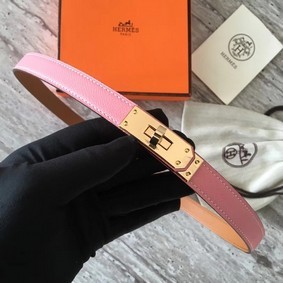 Hermes original epsom leather Kelly belt H069854 pink gold plated metal 1:1 Replica HMS85EXC40A