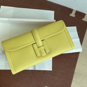 Hermes Original Espom Leather Clutch 37088 lemon Replica HMSWII54I6C
