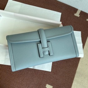 Hermes Original Espom Leather Clutch 37088 light blue Top Replica HMSKQU9SQ9B