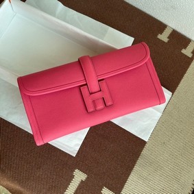 First-class Quality Hermes Original Espom Leather Clutch 37088 rose HMSXS75SHY2