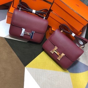 Hermes Original Espom Leather Constance Bag 5333 claret Top Replica HMSB105I63X