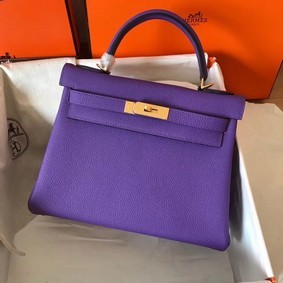 Best Quality Hermes original Togo leather kelly bag KL320 purple HMS4HXG3PVJ