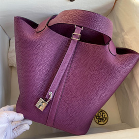 Hermes Picotin Lock 18 Handmade Bag in Anemone Clemence Leather Top Replica HMS9J124MQ8