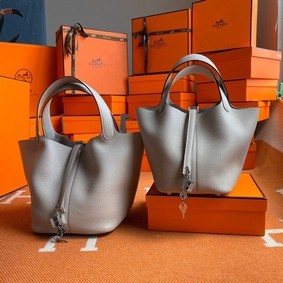 Hermes Picotin Lock Bags Original togo Leather PL3388 light gray Top Replica HMSXB4SHHNZ