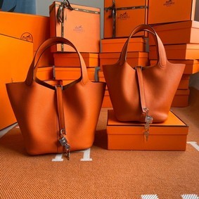 Best Quality Hermes Picotin Lock Bags Original togo Leather PL3388 orange HMSA3P6K3QE
