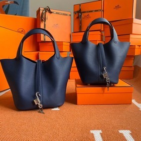 Hermes Picotin Lock Bags Original togo Leather PL3388 Sapphire blue HMSXA679J1S