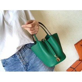 Imitation Hermes Picotin Lock PM Bags Original Leather H8688 green HMSQMD3O5NL
