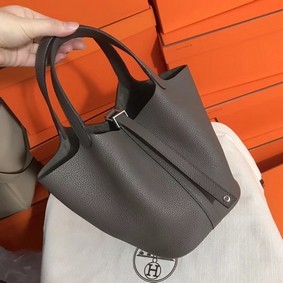 AAA Hermes Picotin Lock PM Bags Original Leather H8688 grey HMSQ90CU2N0