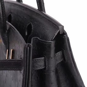 Hermes Real ostrich leather birkin bag BK35 black HMSDMO5835V