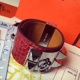 Copy Hermes Red Crocodile Collier de Chien Bracelet HMS3CAB7IVD