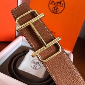 New Hermes Royal 38MM Reversible Belt In Brown Clemence Leather HMS6795J3L2