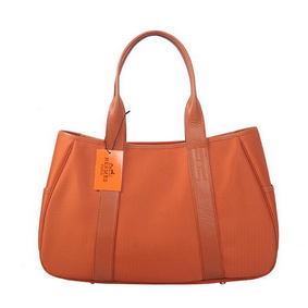 Knockoff Hermes Tote Bag Canvas & Leather H1035 Orange HMSTQ6SS2L3