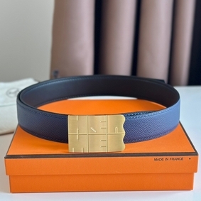 Cheap Hermes Typo Reversible Belt 32MM in Blue Epsom Calfskin HMSUNXK7B0O
