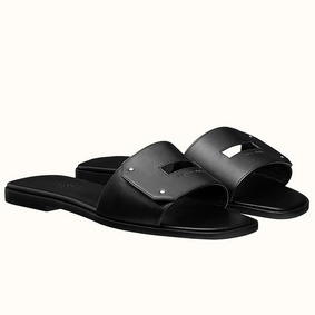 Cheap Hermes View Sandals In Black Calfskin leather HMSO2I63CZK