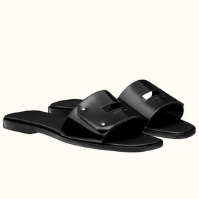 Hermes View Sandals In Black Patent leather Top Replica HMS5N8J1TA7