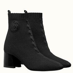 Replica Hermes Volver 60 Ankle Boot In Black Knit HMSPPYF391C