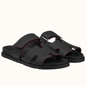 Hermes Women's Chypre Sandals In Black Epsom Calfskin Top Replica HMSBJD04R56