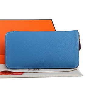 Cheap Hermes Zipper Wallet Original Leather A309 Blue HMS120E56QL