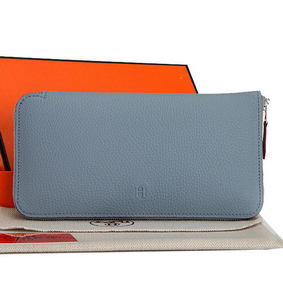 Top Replica Hermes Zipper Wallet Original Leather A309 SkyBlue HMS691AWXQZ
