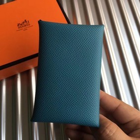 Cheap Hermes Bastia Epsom card case H0369 blue HMSLUP57I0H