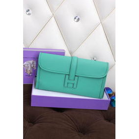 1:1 Replica Hermes Jige Clutch Bag Calfskin Leather H258 Green HMSSJ31M1B1