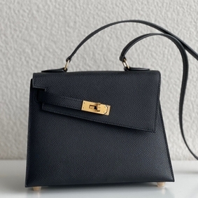Hermes Kelly En Desordre 20 Handmade Bag In Black Epsom Calfskin Replica HMSXB124FK7