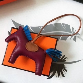 Hermes Rodeo Horse Bag Charm In Purple/Camarel/Blue Leather Replica HMSM83VMI86