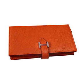 Hermes Bearn Japonaise Grainy Leather Wallet H8622W Orange 1:1 Replica HMS5PZAJY8I