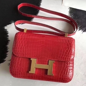 Hermes Constance 24 Handmade Bag In Braise Niloticus Crocodile Top Replica HMS119I5M2T