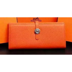 Hermes Dogon Original Leather Wallet H509 Orange Replica HMSKEC3E86H