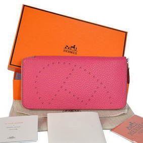 Imitation Hermes Evelyn Long Wallet Zip Purse A808 Peach HMSE111LP9U