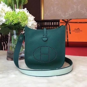 Hermes Evelyne mini 17cm Messenger Bag Original Calf Leather H1187 Green Top Replica HMSA33W36DG
