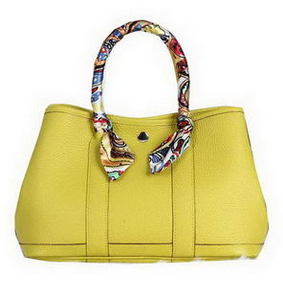 Hermes Garden Party 30cm Tote Bag Grainy Leather Lemon Top Replica HMSB1XIA3PK