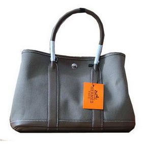 Hermes Garden Party 30cm Tote Bags Original Leather Grey Top Replica HMSFULKHZ4G
