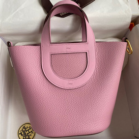 Top Replica Hermes In The Loop 18 Handmade Bag in Mauve Sylvestre Clemence Leather HMS3AHN3P84